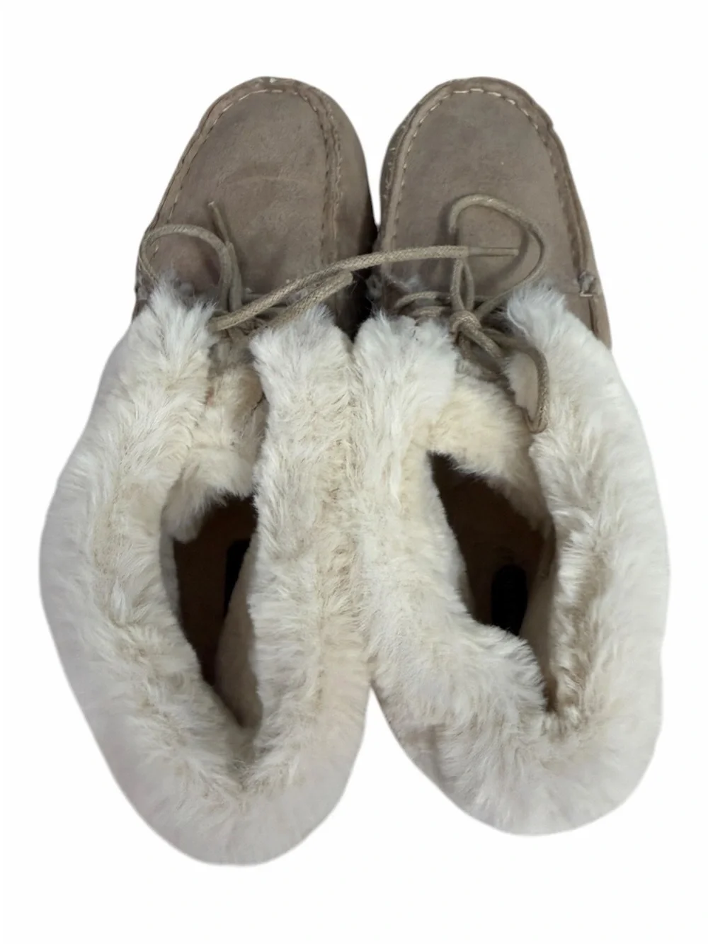 Nautica Moccasin Slippers Faux Fur Lined Brown Suede Style Women’s Size 7 Cozy
